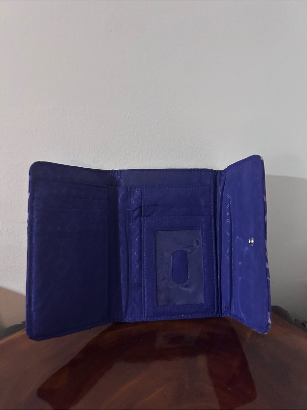 Vera Bradley Purple Quilted Floral Fold-Over Wallet - Picture 3 of 8